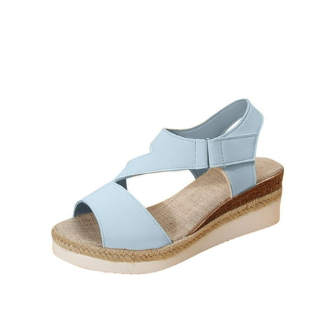 

Women s Peep Toe Wedge Sandals Strappy Cut Out Platform Espadrilles Plus Size Female Slingback Summer Beach Shoes
