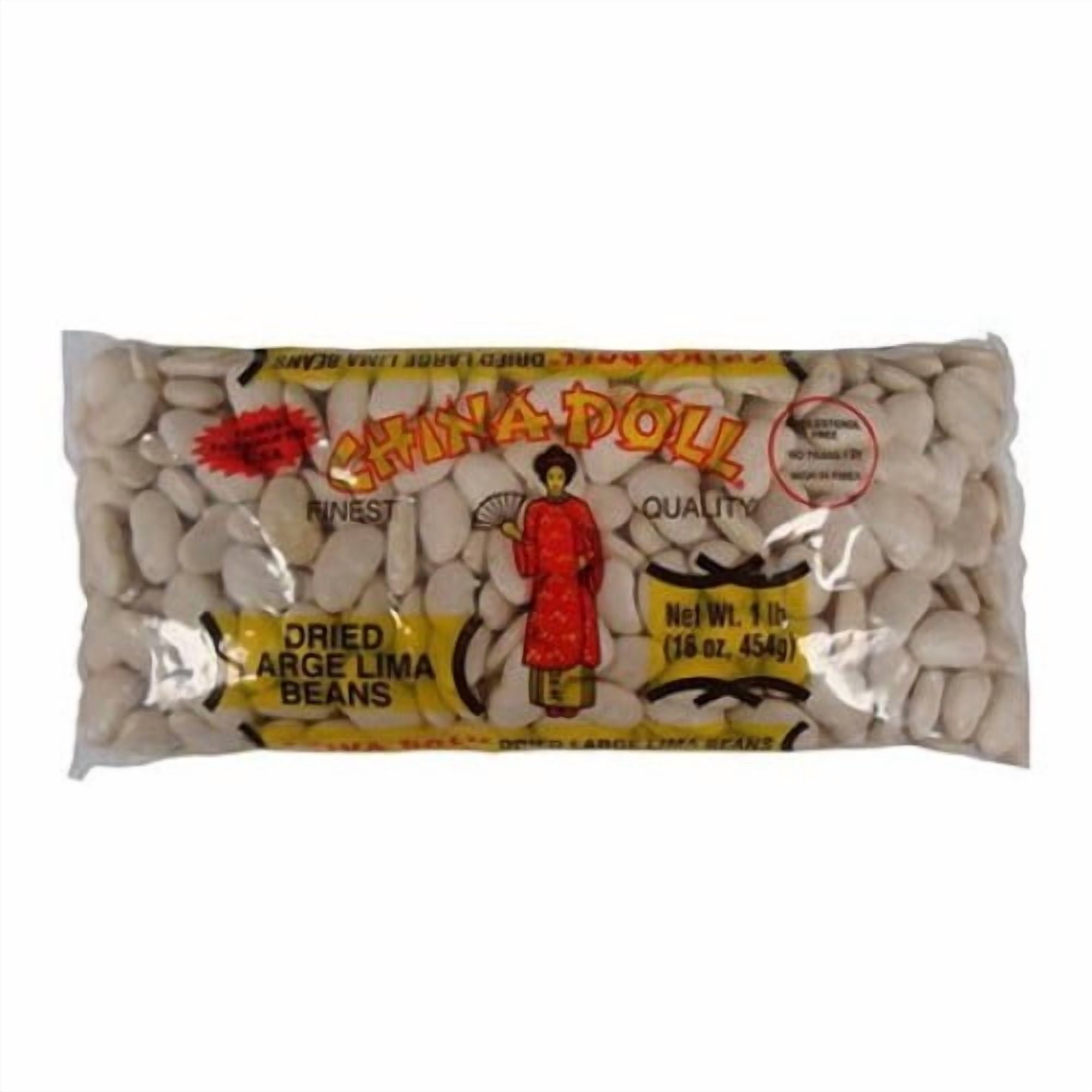 (3 pack) China Doll Dried Large Lima Beans, 16 oz Bag