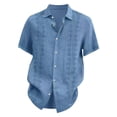 thumbnail image 3 of Mens Bowling Shirts Hawaiian Shirt Big and Tall Retro Button Up Vintage Guayabera Camp Shirt Sky Blue 3XL, 3 of 3