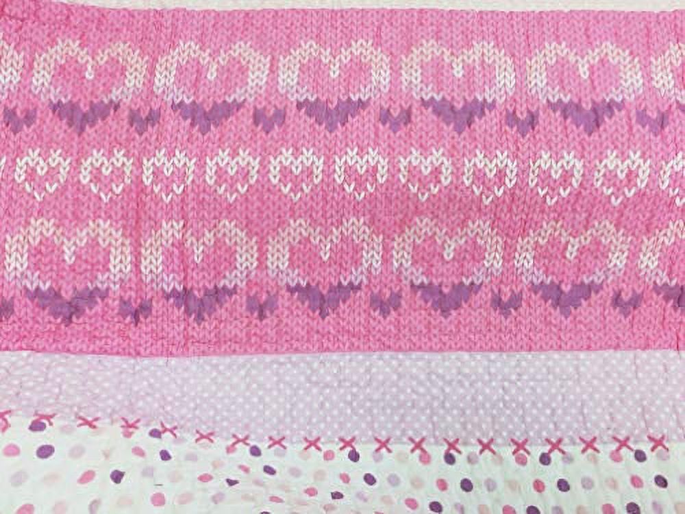 Cozy Line Cami Butterfly Knit Print Pink Purple Cotton Quilt Bedding Set, 2 Piece Twin