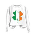 thumbnail image 1 of Nouveau & Tendance! FUNUONY T-Shirt de la Saint-Patrick pour Femmes, Col Rond, Imprimé Floral Décontracté, Manches Longues, Blanc TG, 1 of 4