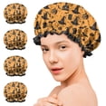 thumbnail image 7 of Shower Caps,Orange Witch Hat Halloween Pattern Waterproof Shower Cap for Women 4 Pieces,Double Reusable Hair Cover for Shower PEVA Elastic Stretch Hem, 7 of 7