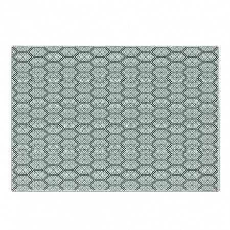 

Geometric Cutting Board Modern Geometrical Hexagonal Image Stripes and Leaves Like Details Print Decorative Tempered Glass Cutting and Serving Board Small Size Charcoal Grey White by Ambesonne