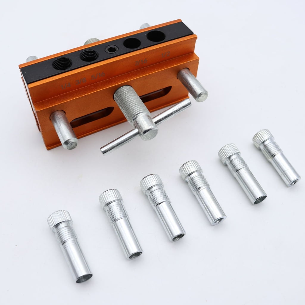 Centering Doweling Jig Kits Adjustable Width Dowel Jig Kits for Straight Hole Joiner Set 6 Bushings 3 Size Drill Bits