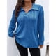 thumbnail image 4 of Suéter de Punto Informal de Talla Grande para Mujer, Cuello en V, Solapa, Color Liso, Camisa de Larga. Azul Real XXXL, 4 of 8