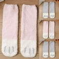thumbnail image 4 of Xfvqtps Womens Fuzzy Socks Cat Paw Print Cute Socks Mid Tube Coral Fleece Thickened Comfortable Soft Indoor Sleep Cozy Warm Winter Fluffy Socks Gray, 4 of 7