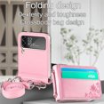 thumbnail image 5 of Z Flip 4 Case, Galaxy Z Flip 4 Wallet Case, Allytech Premium PU Leather Protection Wallet Case with Cards Holders Shoulder Strap Phone Cover Case for Samsung Galaxy Z Flip 4 2022 5G - Pink, 5 of 9