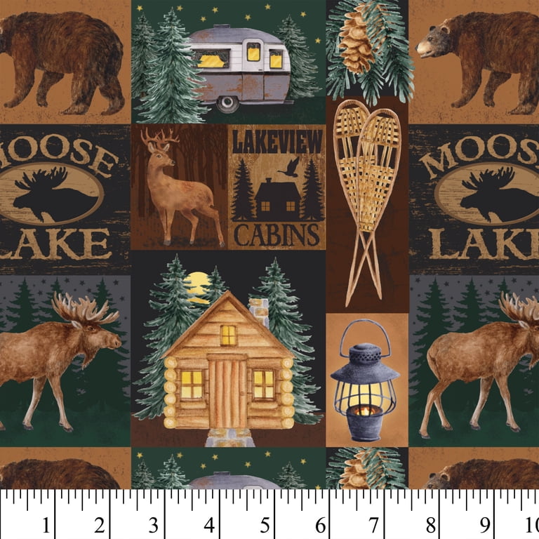 1 Yard 100% Cotton Moose Lake, Multi-color, 44