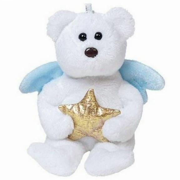Ty Jingle Beanie Baby: STAR The Angel Bear Plush Ornament (4 inch)