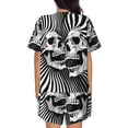 thumbnail image 3 of Lsque Psychedelic Skull Illusion Art Women's Short-Sleeved Pajama Set - 2 Piece Soft and Lightweight Sleepwear Set-X-Large, 3 of 9