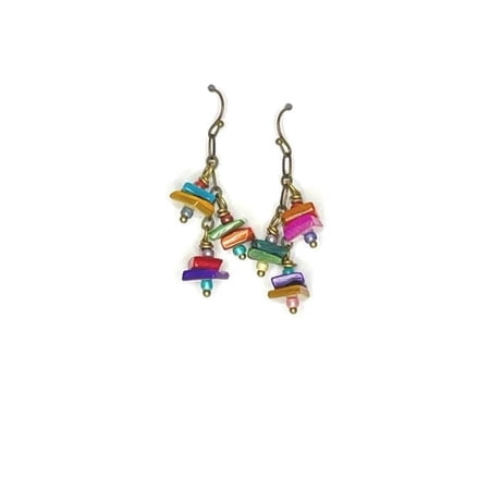 Wire & Fire Jewelry Confetti Multicolor Shell Dangle Earrings