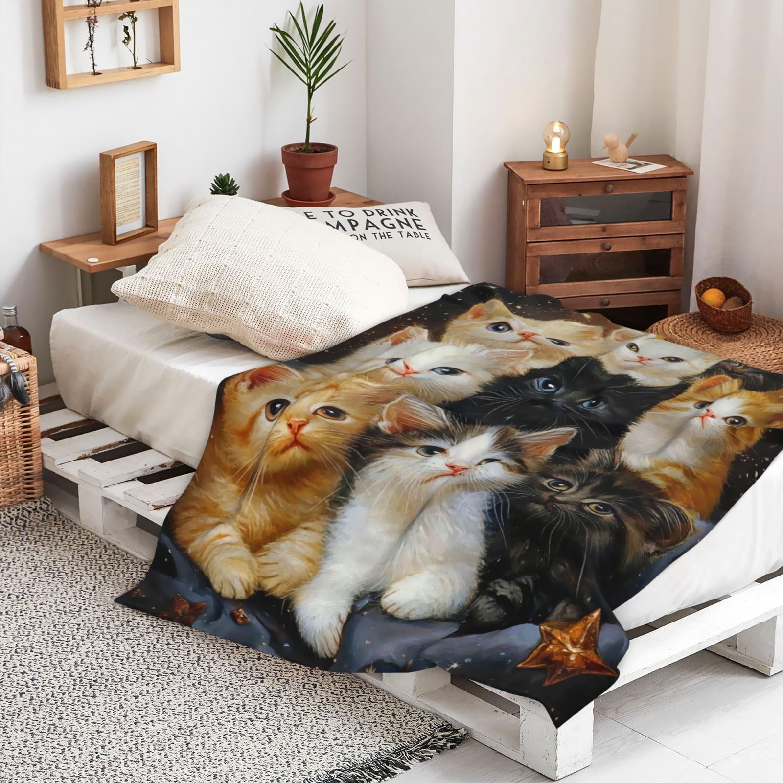 Cute Cat Gifts Blanket for Women Cat Lovers Stuff Cats Throw Blanket Animal Plush Cats Blanket Gifts for Women Adults Men Birthday Party Decorations Bed Room Decor 80"X60"