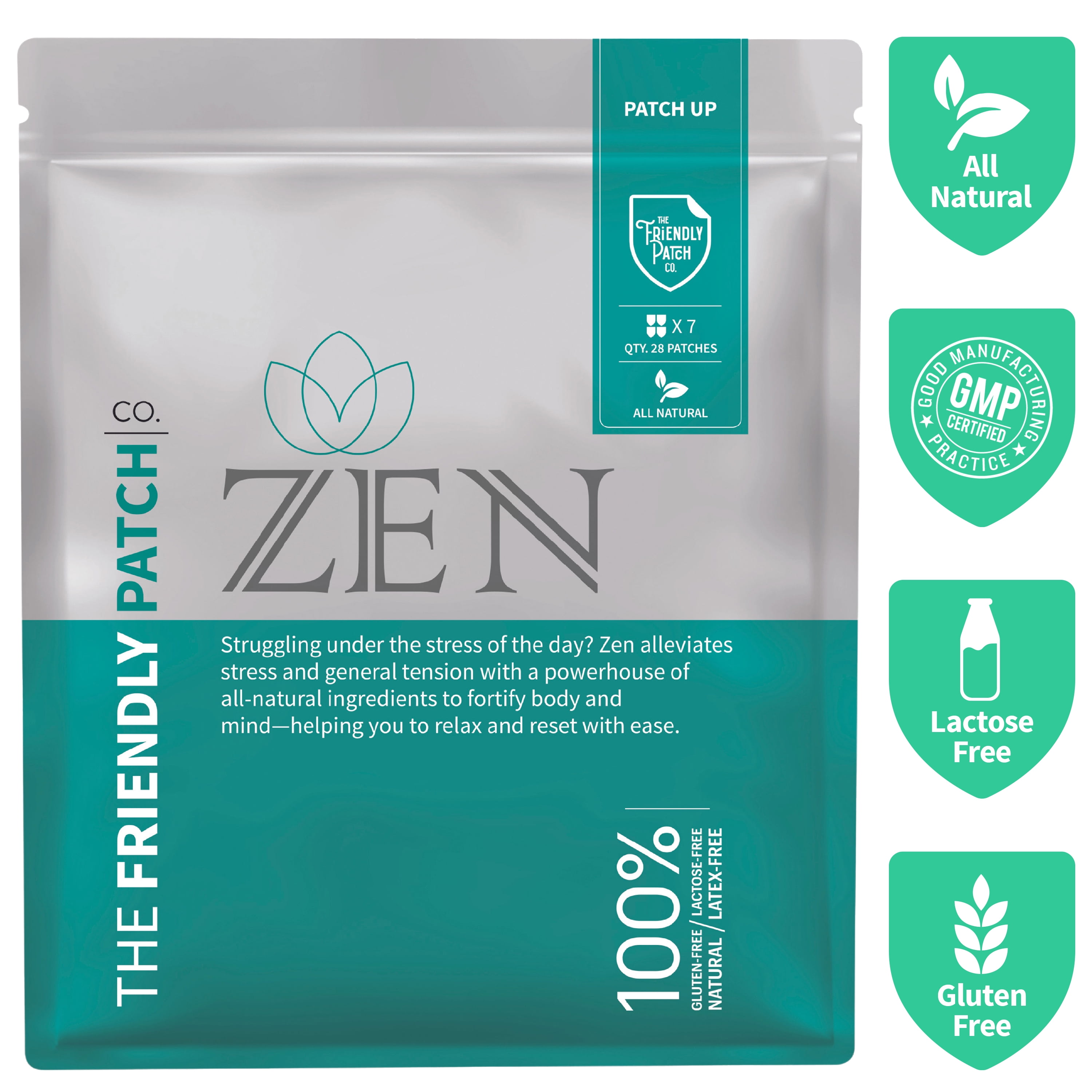 The Friendly Patch Zen CO. Zen relax patch, a calm patch with ashwagandha, gaba, gotu kola, L