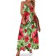 thumbnail image 1 of Vestido largo con estampado de lirios y flores, con tirantes y diseño geométrico, para uso urbano, informal, largo, de verano, con escote en V y tallas grandes, 1 of 7