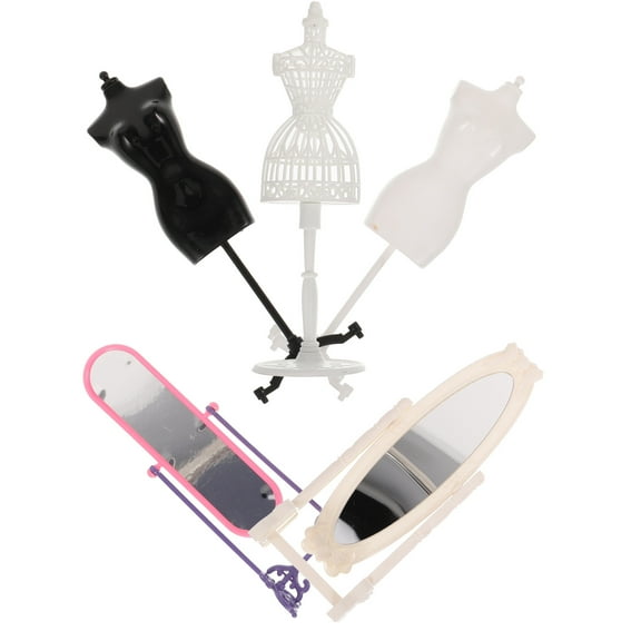 Minkissy dollhouse clothes rack Doll Dress Stand Plastic 1 Set Easy to Clean Exhibition