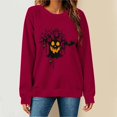 thumbnail image 2 of Women's Hoodless Sweatshirt for Casual Wear with Halloween Pumpkin Cozy Crewneck Fall Top for Seasonal Style and Comfort Red M, 2 of 4