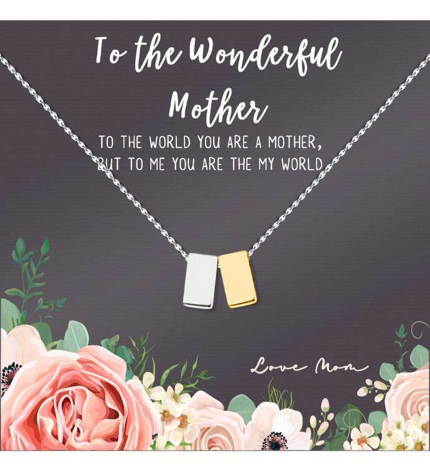To The Wonderful Mother Mother's Day Gift, Mother's Day Gift for Her, Mother's Day Gift for Her, Gift for Mom,Jewelry Gift for Mom, Necklace Gift for Mom [Silver-Gold, No-Personalized Card]