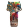 thumbnail image 4 of Fantasy Harlequin Cat Women's Off The Shoulder Ruffles Summer Wedding Guest Loose Casual Party Beach Dress, 4 of 9