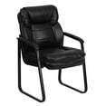 thumbnail image 2 of BizChair Black LeatherSoft Executive Side Reception Chair with Lumbar Support and Sled Base, 2 of 12