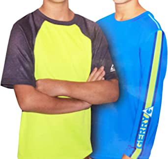 Boy UPF 50 Long Short Sleeve Sun Proteive Rashguard Swim Athletic Shirt Outdoor Sport