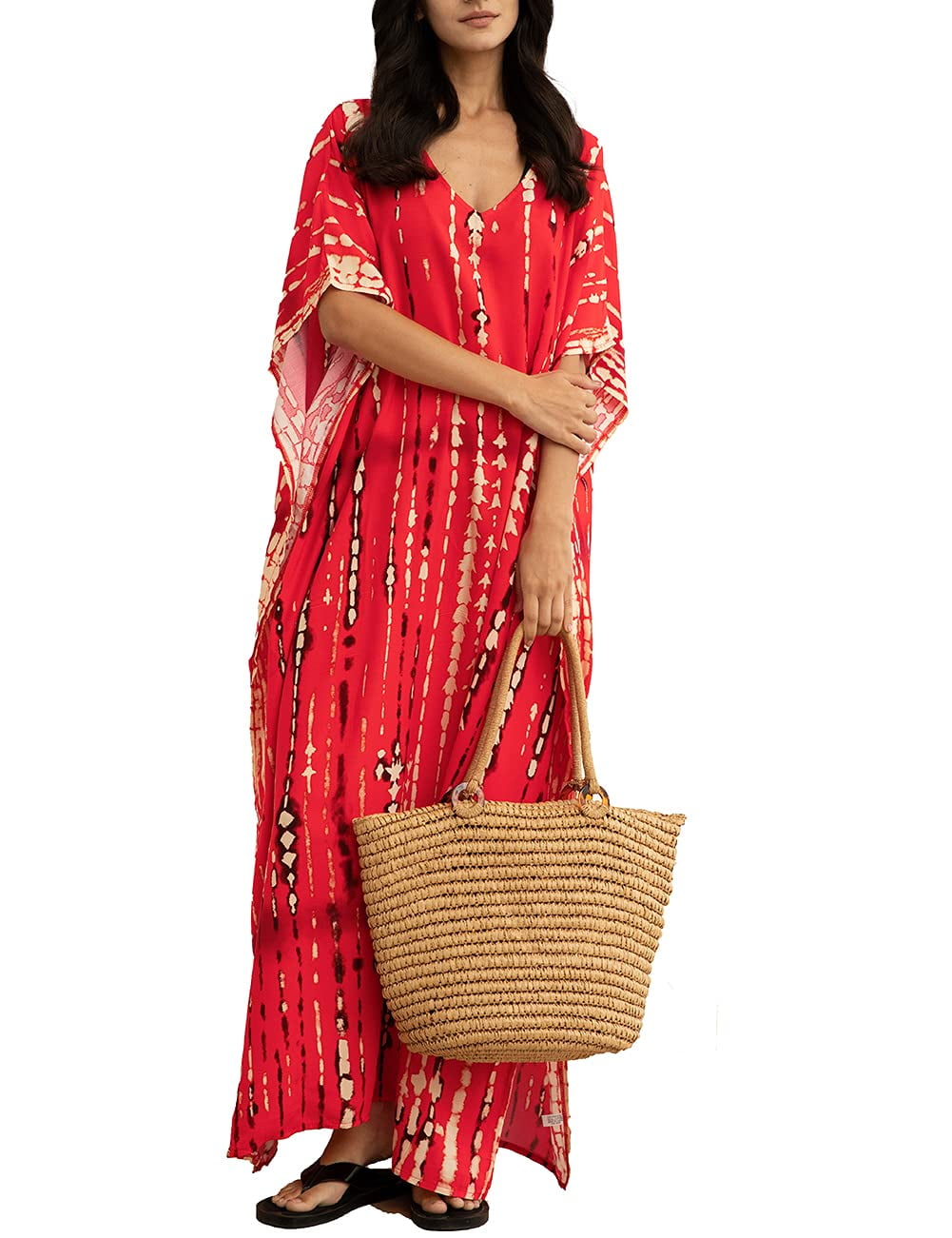 Bsubseach Women Beach Kaftan Dresses Plus Size Cover ups Casual Summer