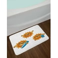 thumbnail image 2 of Cartoon Bath Mat, Surf Sun Characters Wearing Shades and Surfboards Fun Hippie Summer Kids Design, Non-Slip Plush Mat Bathroom Kitchen Laundry Room Decor, 29.5 X 17.5 Inches, Orange White, Ambesonne, 2 of 2