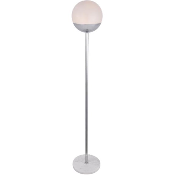 62 in. Eclipse 1 Light Floor Lamp Portable Light with Frosted White Glass, Chrome
