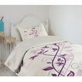 thumbnail image 2 of Ambesonne Spring Quilted Coverlet 2 Pcs, Violet Tree Blossoms Image, Twin Size, Plum White, 2 of 5