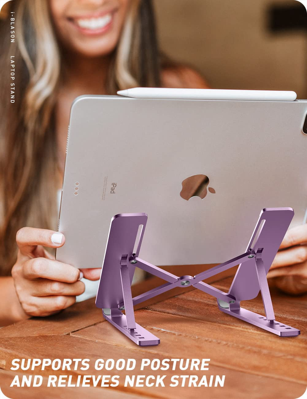 i-Blason Cosmo Series Adjustable Laptop Stand, Portable Computer Stand Aluminum Alloy Laptop Riser Holder with Multi-Angle Stand Suitable for 7-17.3" Laptops and Tablets - One Pack (Ameth)
