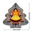 thumbnail image 3 of Stylized Metal Hanging Christmas Tree Wind Spinner - Symmetrical Design with Golden Angel Black Outline & Warm White Orange Accents for Garden Decor, 3 of 7