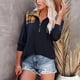thumbnail image 2 of Sudadera informal de manga larga con solapa para mujer para uso diario - Sudadera con capucha y cremallera con estampado de patchwork XXL en amarillo, 2 of 6
