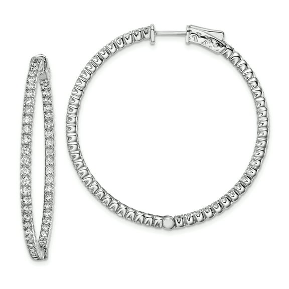 Primal Silver Sterling Silver Rhodium-plated Cubic Zirconia In and Out Hinged Hoop Earrings