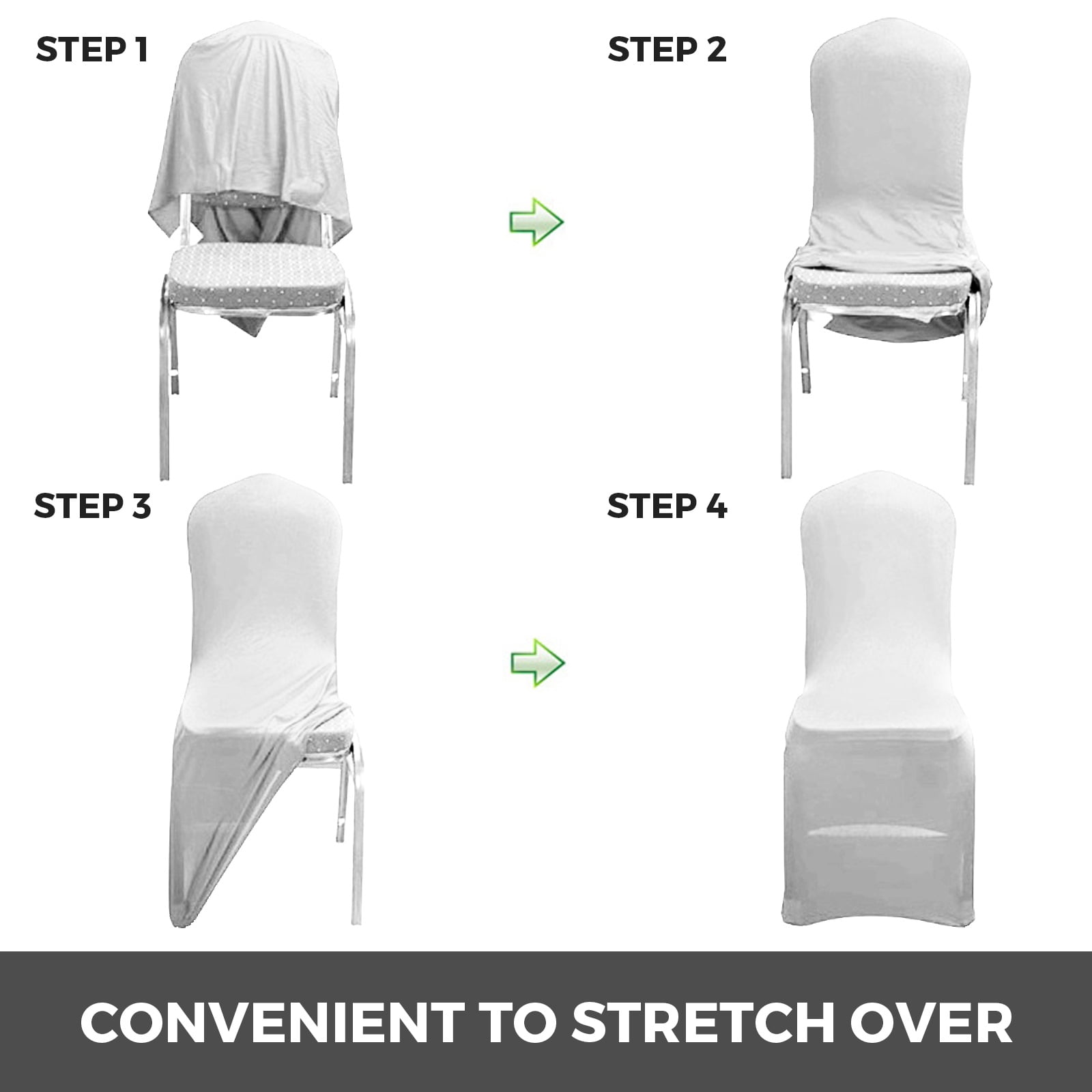 VEVORbrand 50 PCS White Chair Covers Polyester Spandex Chair Cover Stretch Slipcovers for Wedding Party Dining Banquet Flat-Front Chair Covers