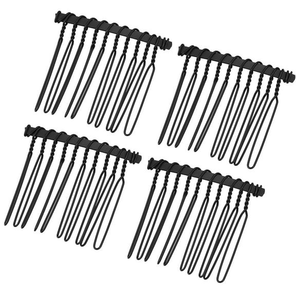 Vocoste 4 Pcs No Slip Hair Side Combs Accessories Metal 1.6" Black
