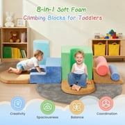 Naipo 8-Pcs Climbing Block Colourful 3D Foam Toddlers Toys,8 in 1 Playset Climbing Toy,Toddler Playground Climber for Climb,Crawl for Nursery,Indoor Foam Play Block