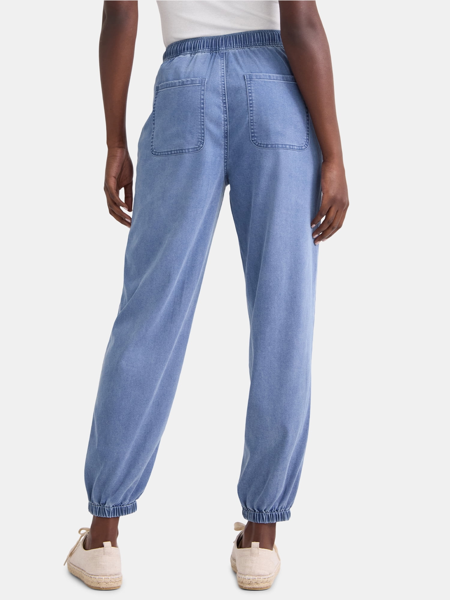 Time and Tru Women's High Rise Parachute Jogger Pants, 28" Inseam, Sizes XS-XXXL