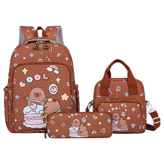 gcong Lightweight School Bookbag For Elementary Adjustable Straps Cute Backpack Brown