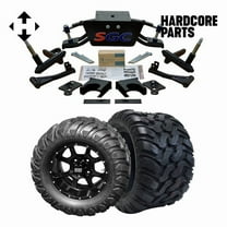 Hardcore Parts 6” Heavy Duty Double A-Arm Suspension Lift Kit for Club Car DS Golf Cart (2004.5-Up) with 12" Black 'Night Stalker' Wheels and 22"x11"-12" DOT rated Mud-Terrain/All-Terrain tires