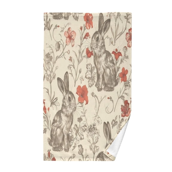 Pure Cotton Face Towel 16x28 Inches Hand Towel Bath Towel Hand Bath Towels Soft Good Water Absorption for Washing Face Wiping Face Flowers and Rabbits