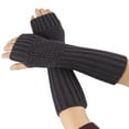 thumbnail image 4 of Dyfzdhu Women Fashion Knitted Arm Sleeve Fingerless Winter Gloves Soft Warm Mitten Dark Gray, 4 of 5