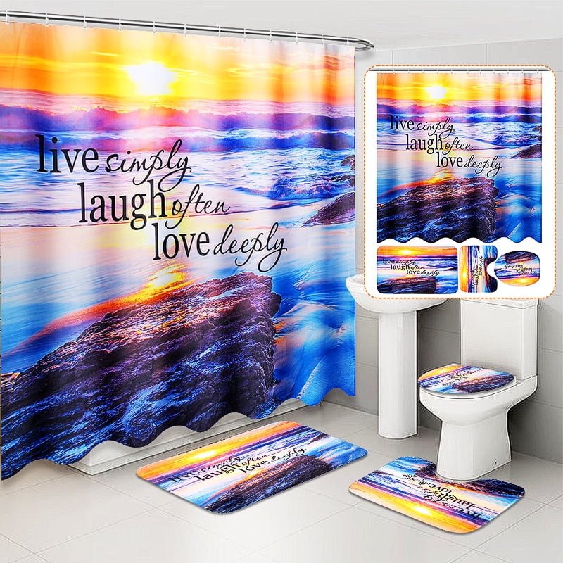 Details about   Pink Bubble Love Heart Shower Curtain Toilet Cover Rug Mat Contour Rug Set 