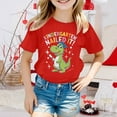 thumbnail image 2 of MIXUE Girls Tops & T-Shirts Summer Preschool Graduation Cartoon Dinosaur Print Round Neck Short Sleeve Loose Casual Tshirts Outwear,Red,12-13 Years, 2 of 4