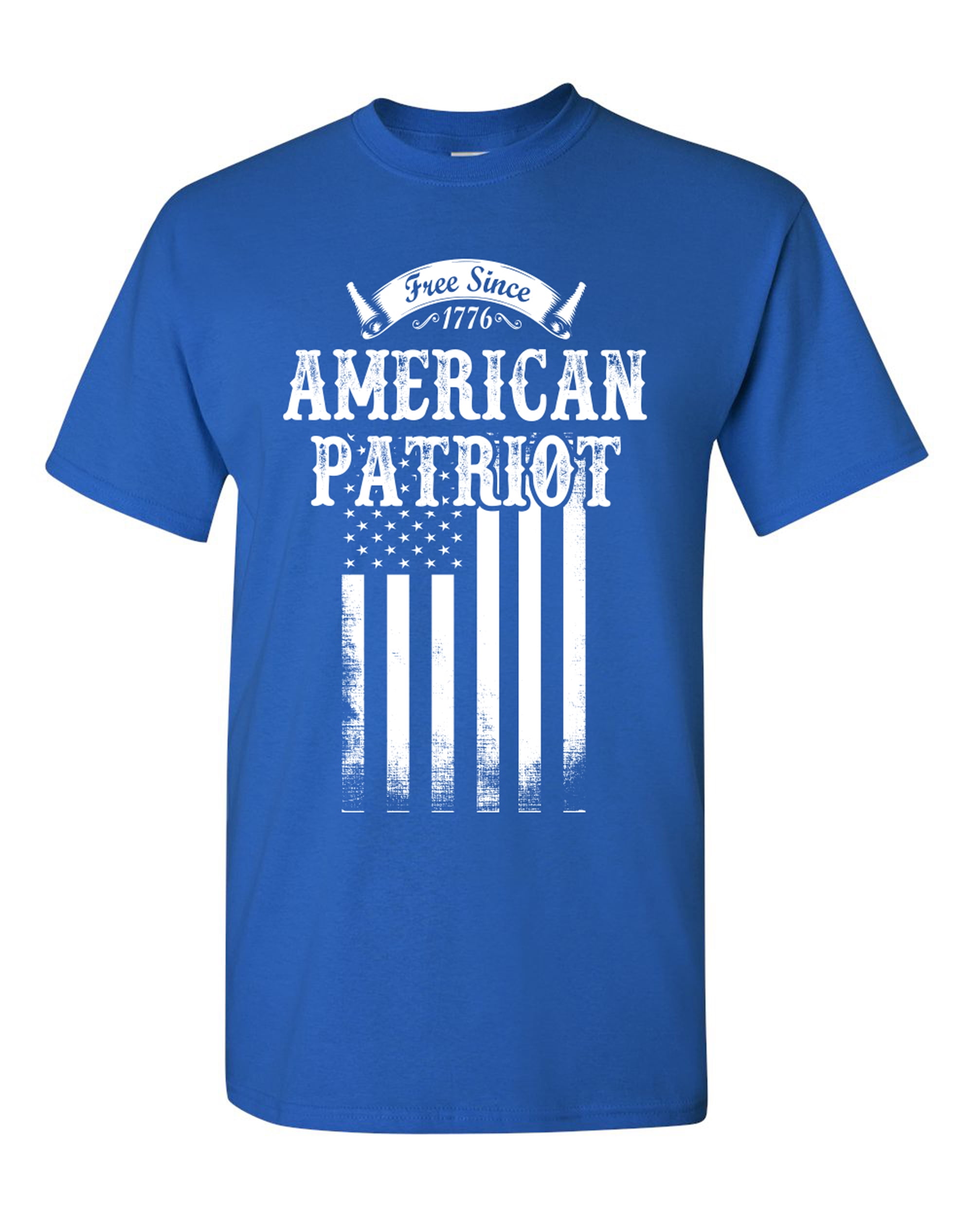 Free Since 1776 American Patriot USA Flag White Patriotic DT Adult T