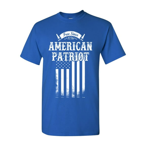Free Since 1776 American Patriot USA Flag White Patriotic DT Adult T-Shirt Tee