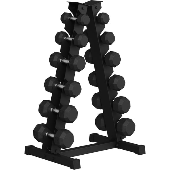 COZONY PVC & Steel Hex Dumbbell Sets with Rack, 210LB Rubber Coated Dumbbell Weight Set and Storage Rack