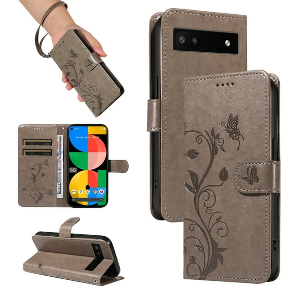 Flip Case for Google Pixel 6a, PU Leather Card Slots with Kickstand Function Shockproof Wallet Cover for Google Pixel 6a