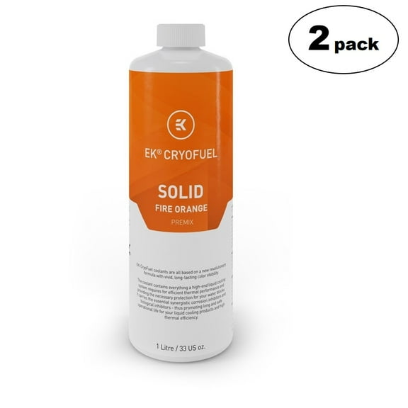 EKWB EK-CryoFuel Solid Premix PC Coolant, 1000mL, Fire Orange, 2-pack