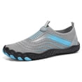 thumbnail image 4 of Rokment Womens Mens Barefoot Slip on Water Shoes Adult Mesh Five Finger Wide Toe Non Slip Rubber Sole Hiking Trekking Swimming Pool River Yoga Exercise Beach Sneakers Quick-Dry Grey Size 9.5, 4 of 5