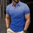thumbnail image 3 of Camisetas de Manga Corta de los Hombres Casual Gradiente Solapa Botón Arriba Camiseta, Top Ligero para el Hogar, Uso Diario Y Cómodo, 3 of 5
