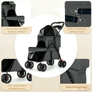 Puedo Double Pet Stroller for Small Cats and Dogs, Foldable Kittens Puppies Travel Strolling Cart with 2 Carriages, Lockable Wheels, Black